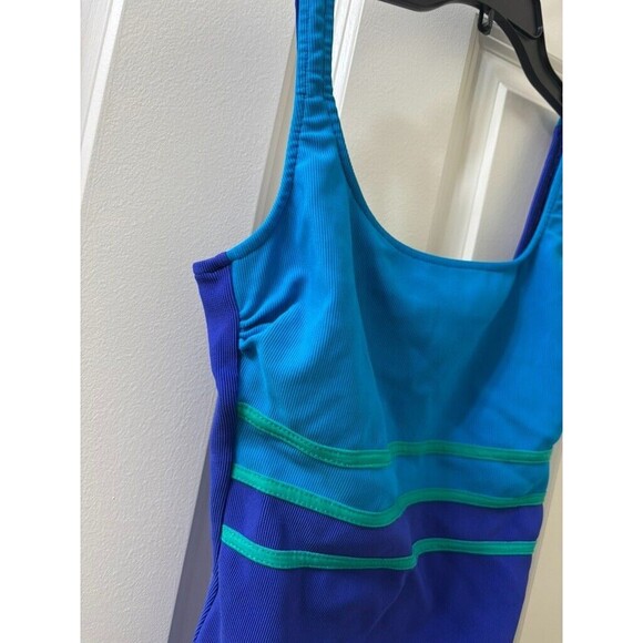 Garbar Women's light blue and royal blue  Swimsuit Size 12L - Picture 2 of 10